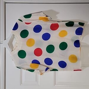 Fun Women Vintage Sunny Leigh Polka Dots Silk Blouse Size M